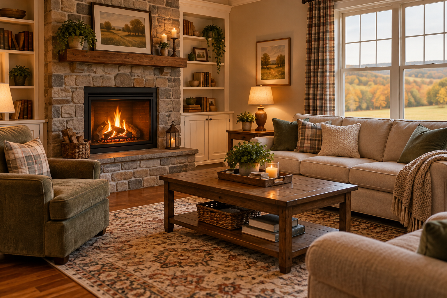 A cozy West Chester, PA living room, illustrative